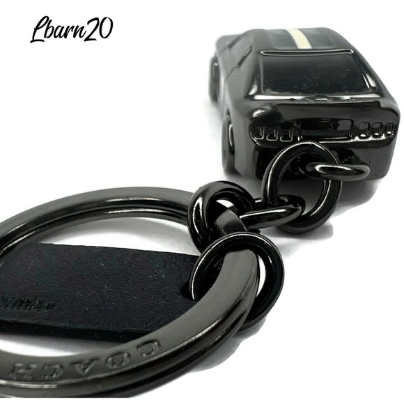 Coach Car Keychain Fob Camaro Matte Black Striped Sports Rare Gift for Dad Mens - Picture 2 of 6